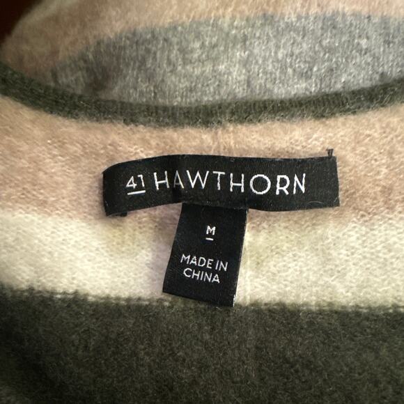 41 Hawthorn Rella Cashmere crewneck striped green, gray, tan  size small - Picture 4 of 11